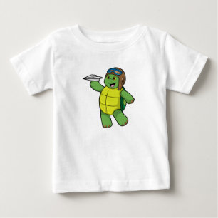 Schildkröte als Pilot mit Papier-Flugzeug Baby T-shirt