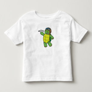 Schildkröte als Pilot mit Papier-Flugzeug Kleinkind T-shirt
