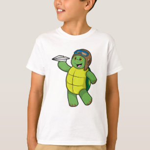 Schildkröte als Pilot mit Papier-Flugzeug T-Shirt