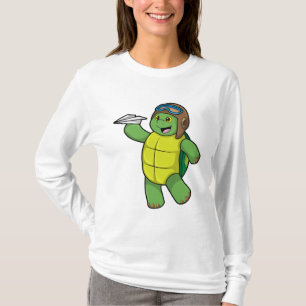 Schildkröte als Pilot mit Papier-Flugzeug T-Shirt