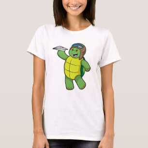 Schildkröte als Pilot mit Papier-Flugzeug T-Shirt