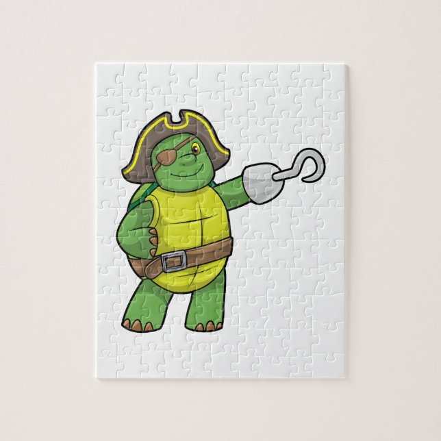 Schildkröte als Pirate mit Hooked-Hand und Augenpf (Vertikal)