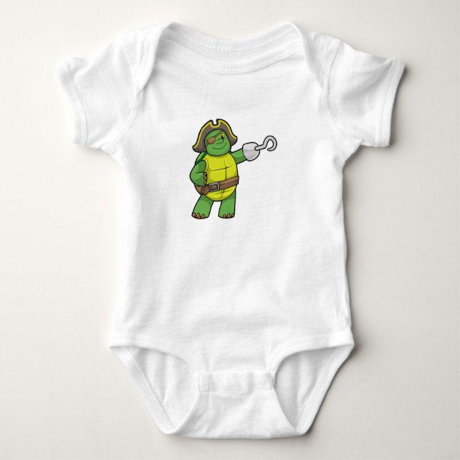 Schildkröte als Pirate mit Hooked-Hand und Augenpf Baby Strampler (Vorderseite)
