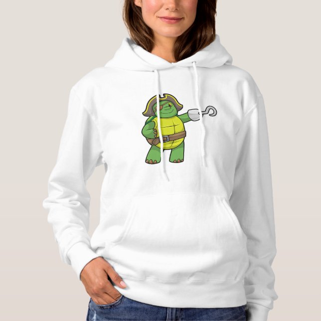 Schildkröte als Pirate mit Hooked-Hand und Augenpf Hoodie (Vorderseite)