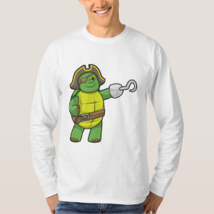 Schildkröte als Pirate mit Hooked-Hand und Augenpf T-Shirt