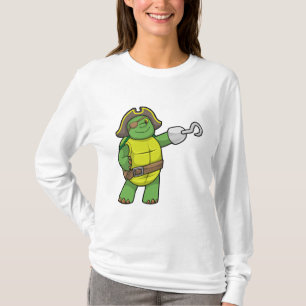 Schildkröte als Pirate mit Hooked-Hand und Augenpf T-Shirt
