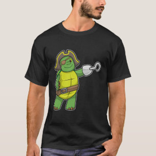 Schildkröte als Pirate mit Hooked-Hand und Augenpf T-Shirt