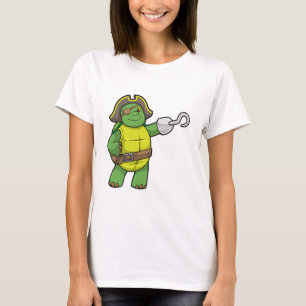 Schildkröte als Pirate mit Hooked-Hand und Augenpf T-Shirt