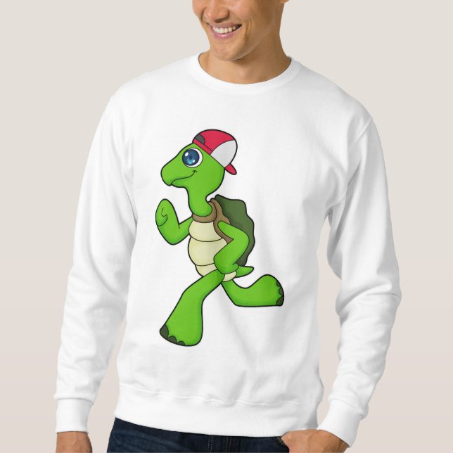 Schildkröte als Runner mit Cap Sweatshirt (Vorderseite)