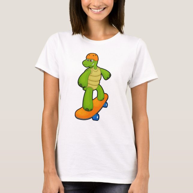 Schildkröte als Skateboarder mit Skateboard & Helm T-Shirt (Vorderseite)