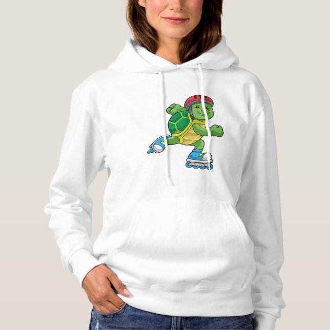 Schildkröte als Skater mit Inline-Skaten und Helm Hoodie (Vorderseite)