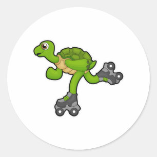 Schildkröte als Skater mit Roller-Skaten Runder Aufkleber