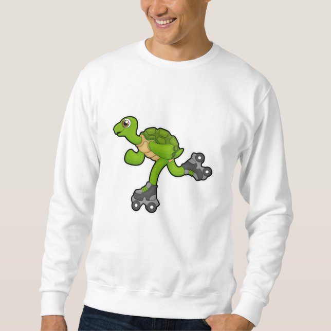 Schildkröte als Skater mit Roller-Skaten Sweatshirt (Vorderseite)