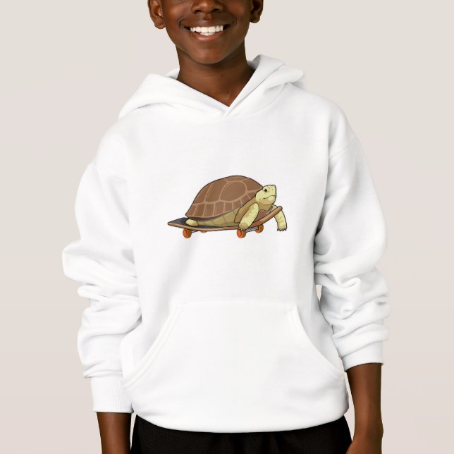 Schildkröte als Skater mit Skateboard Hoodie (Vorderseite)