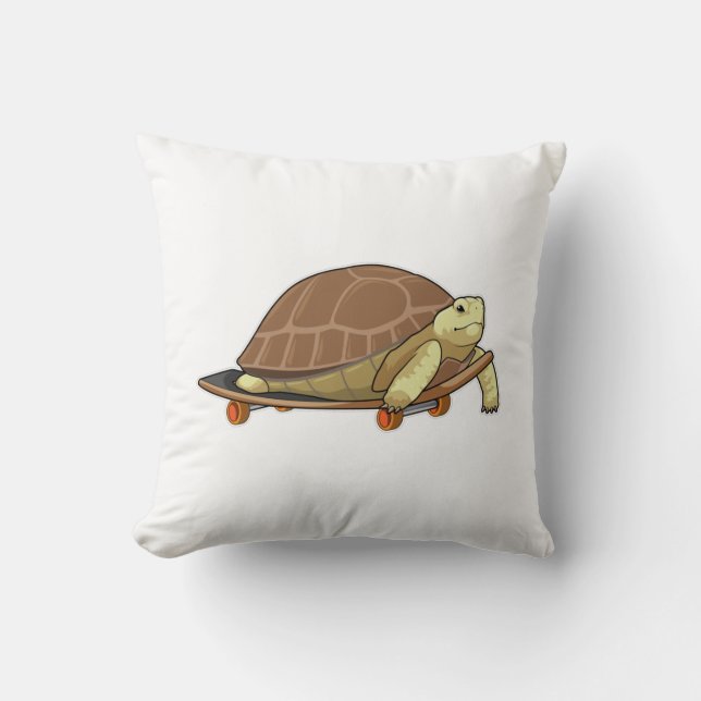 Schildkröte als Skater mit Skateboard Kissen (Vorderseite)