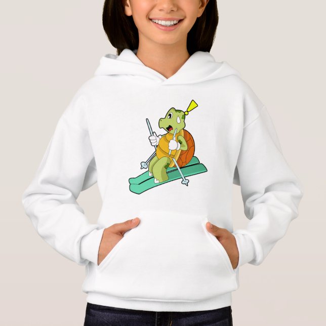 Schildkröte als Skifahrer Hoodie (Vorderseite)