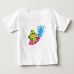 Schildkröte als Surfer mit Surfboard Baby T-shirt