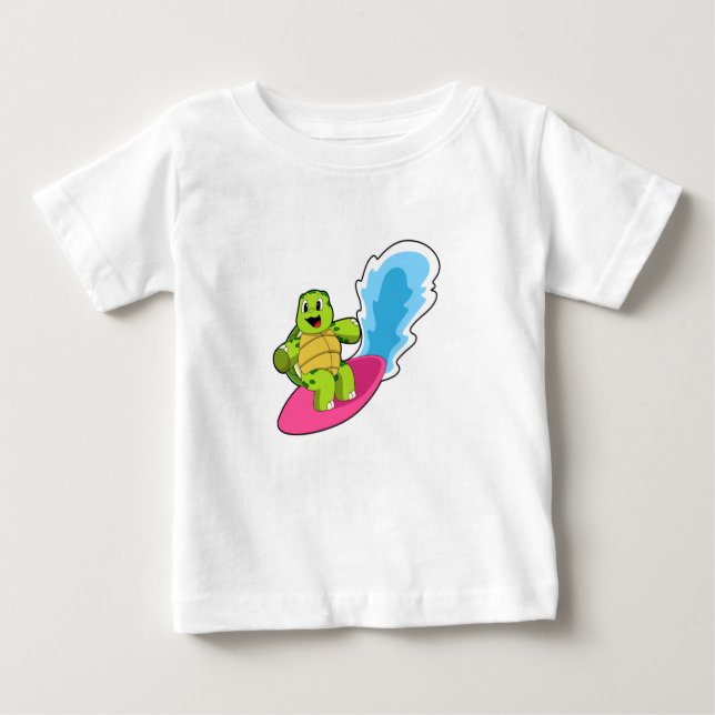 Schildkröte als Surfer mit Surfboard Baby T-shirt (Vorderseite)