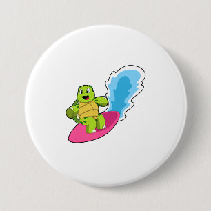 Schildkröte als Surfer mit Surfboard Button