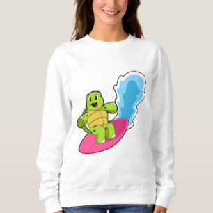 Schildkröte als Surfer mit Surfboard Sweatshirt