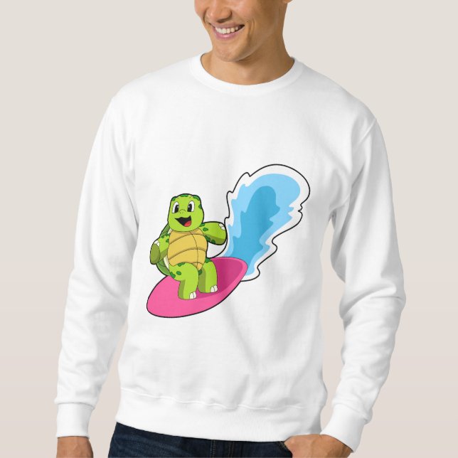 Schildkröte als Surfer mit Surfboard Sweatshirt (Vorderseite)