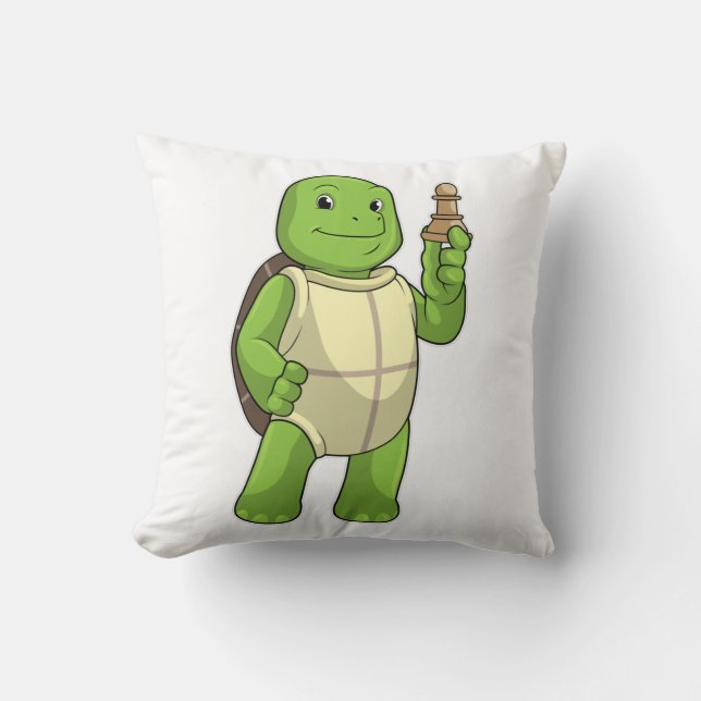 Schildkröte am Schach mit Schachstück gepaart Kissen (Vorderseite)
