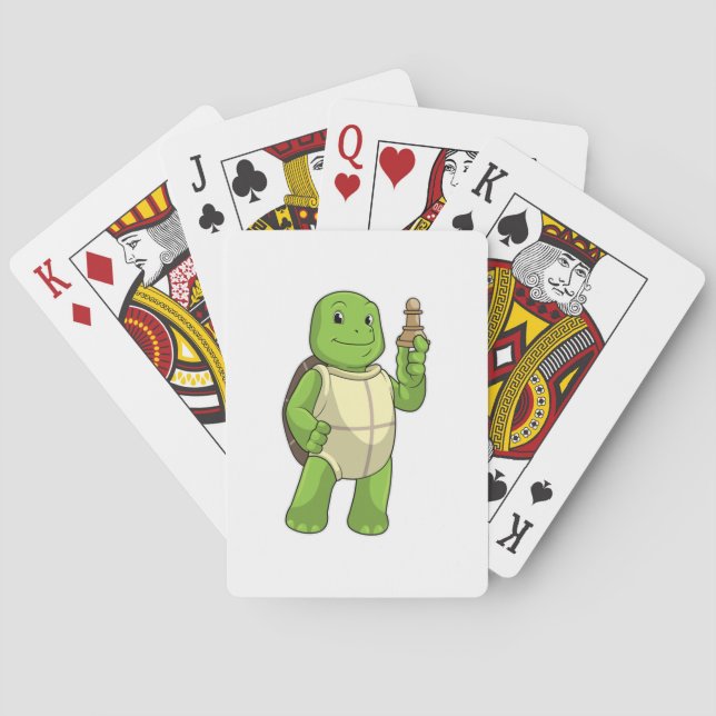 Schildkröte am Schach mit Schachstück gepaart Spielkarten (Rückseite)