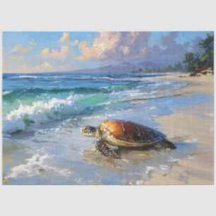 Schildkröte am Strand Decoupage Seidenpapier
