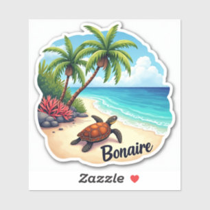 Schildkröte am Strand von Bonaire Aufkleber