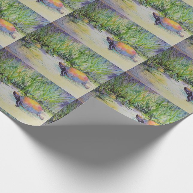 Schildkröte auf dem Strand Geschenkpapier (Ecke)