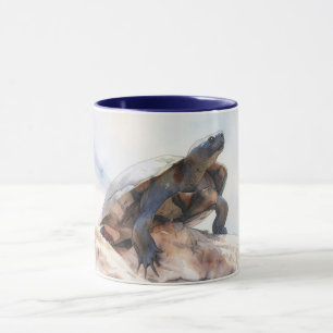Schildkröte auf einem Felsen Reptilien Kunst Beche Tasse