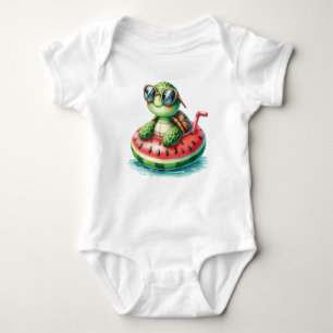 Schildkröte auf einer Wassermelone Baby Strampler