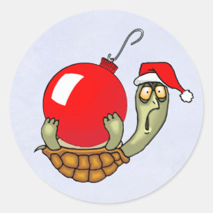 Schildkröte-Ball-Weihnachten Runder Aufkleber