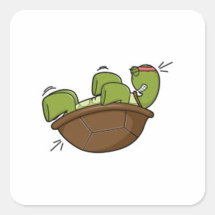 Schildkröte bei der Übung für abdominale Muskeln Quadratischer Aufkleber