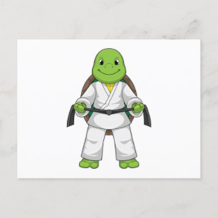Schildkröte bei Kampfsport mit schwarzem Gürtel Postkarte