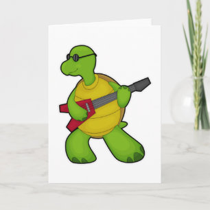 Schildkröte bei Musik mit Gitarre & Sonnenbrille Karte