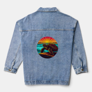 Schildkröte bei Sonnenuntergang, Inspirierend Natu Jeansjacke