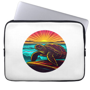 Schildkröte bei Sonnenuntergang, Inspirierend Natu Laptopschutzhülle