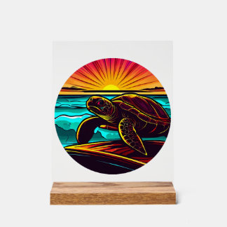 Schildkröte bei Sonnenuntergang, inspirierende Nat Acrylschild