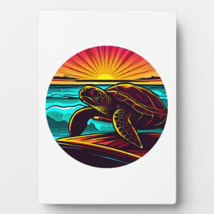 Schildkröte bei Sonnenuntergang, inspirierende Nat Fotoplatte