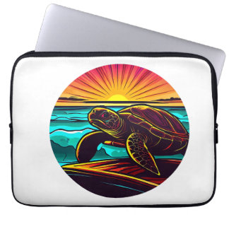Schildkröte bei Sonnenuntergang, inspirierende Nat Laptopschutzhülle