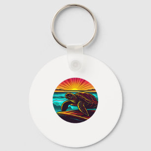 Schildkröte bei Sonnenuntergang, inspirierende Nat Schlüsselanhänger