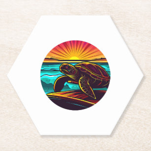Schildkröte bei Sonnenuntergang, inspirierende Nat Untersetzer