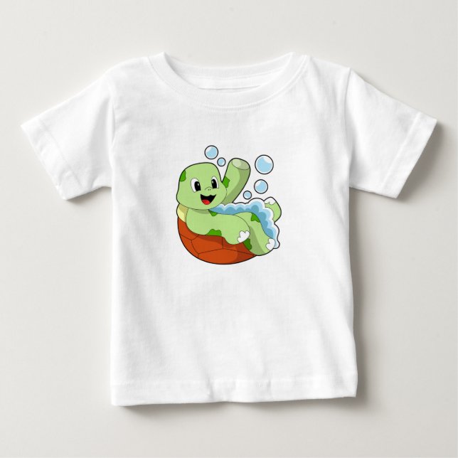 Schildkröte beim Baden mit Fohlen Baby T-shirt (Vorderseite)