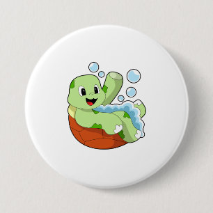 Schildkröte beim Baden mit Fohlen Button