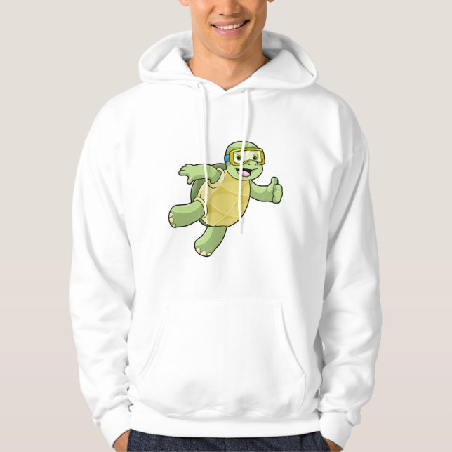 Schildkröte beim Baden mit Schwimmbrille Hoodie (Vorderseite)