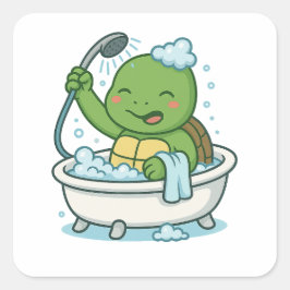 Schildkröte beim Baden  Quadratischer Aufkleber