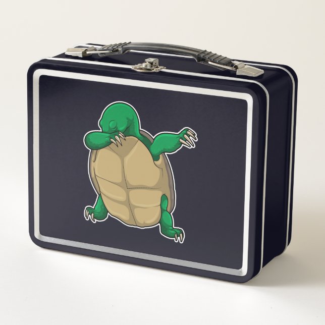 Schildkröte beim Hip Hop Dance Dab Metall Brotdose (Vorderseite)
