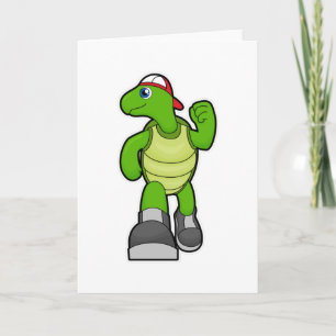 Schildkröte beim Rennen mit Mütze Karte