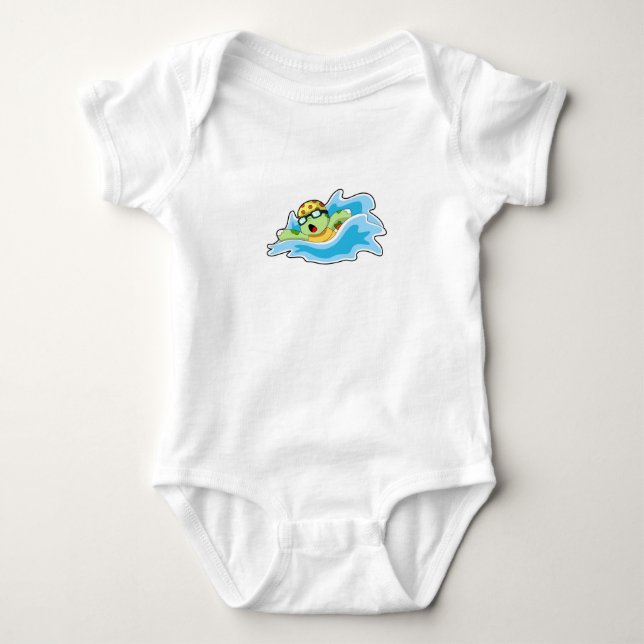 Schildkröte beim Schwimmen im Wasser Baby Strampler (Vorderseite)